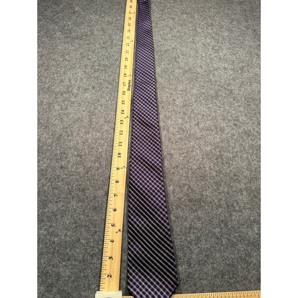 Paul Smith Men Purple Black Checkered Woven Silk Tie Made in Italy 8cm ANXA/552M